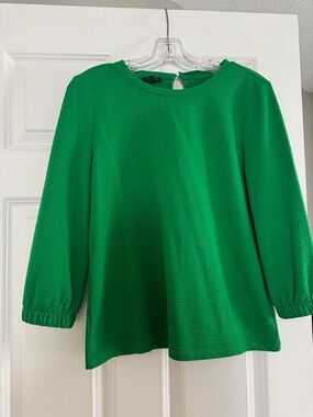 Talbots Emerald Green Textured 3/4 Sleeve Top